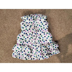 Girls toddlers toughskins full zip up vest jacket size 18 months polka dots